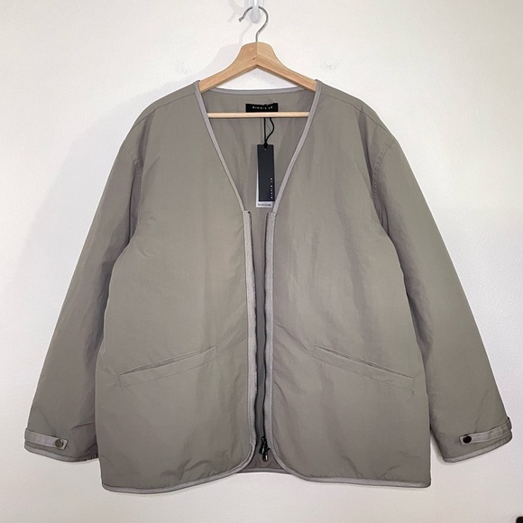 NWT Richie Le Nylon Half Zip Puffy Jacket Chalk Taupe Grey XL - Picture 2 of 12